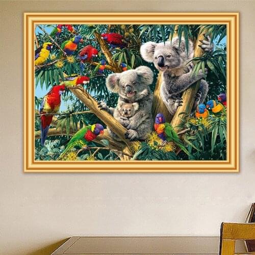 5D DIY Diamond Painting "Koalas & Parrots" Cross Stitch Full Diamond Embroidery Mosaic Picture of Rhinestones Home Decor Gift