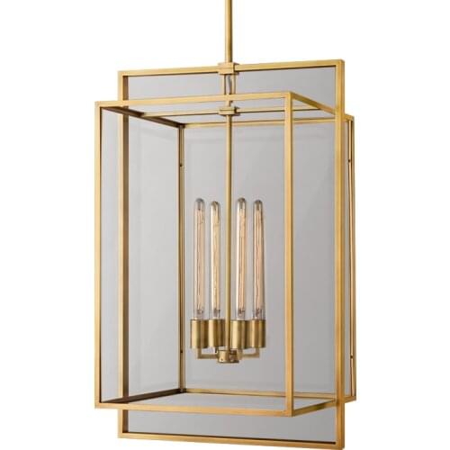 American retro dining room bedroom cloakroom stairs all copper chandeliers simple modern light luxury lamps