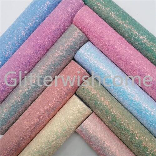 Glitterwishcome 21X29CM A4 Size Synthetic Leather, Sprinkle Chunky Glitter Leather, Faux Leather fabric Vinyl for Bows, GM757A