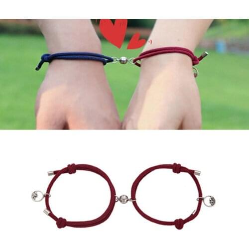 2pcs Couple Bracelet for Women Men Fashion Adjustable Magnetic Attract Each Other Long-Distance Drop Ship Jewelry Lover Gift