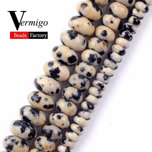 Wholesale 2x4x6x8mm Natural Gems Dalmation Jaspers Rondelle Abacus Beads For Jewelry Making Spacer Beads Fit Diy Bracelet