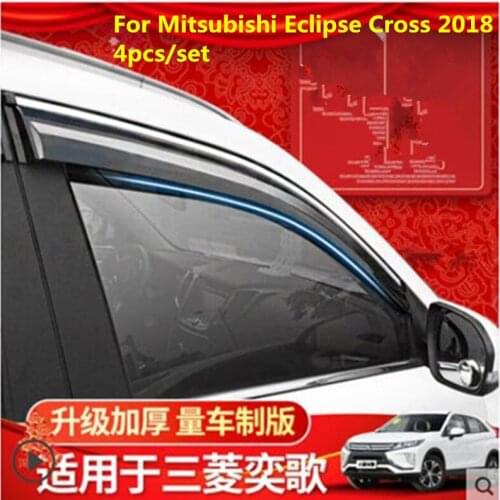 For Mitsubishi Eclipse Cross 2018 4pcs/set car body styling cover plastic Window glass Wind Visor Rain/Sun Guard Vent Car-covers