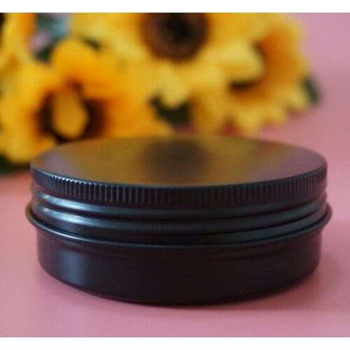 60g black empty round aluminum box metal tin cans black containers 60ml cosmetic cream DIY refillable jar tea Aluminum Pot