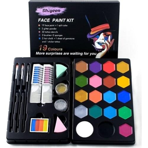 Double Layer Fluorescent Body Painting Hair Comb Template Easy Wash Water-Based Bridal Makeup Practical Light Set Box