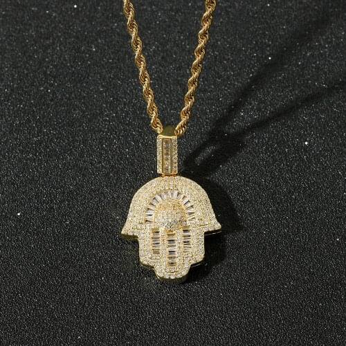 Hamsa Hand Pendant Necklace Women Men Amulet Gold and Silver Color Hand of Fatima Choker Islamic Jewelry Gifts