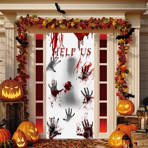 Halloween Bloody Handprint Wall Stickers Horrible Window Door Floor Sticker Festival Party Decor Haunted House Prop наклейки A50