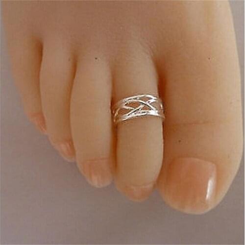 1PC Simple Sliver Plated Adjustable Toe Ring Foot Jewelry