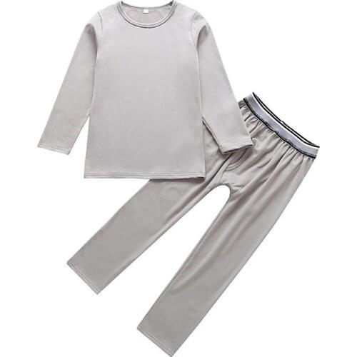 COSPOT Baby Boys Underwear Kids Solid Color Winter T Shirt +Leggings Kids Bassic Set Boys Warm Thermal Underwear Set 2021 New 25