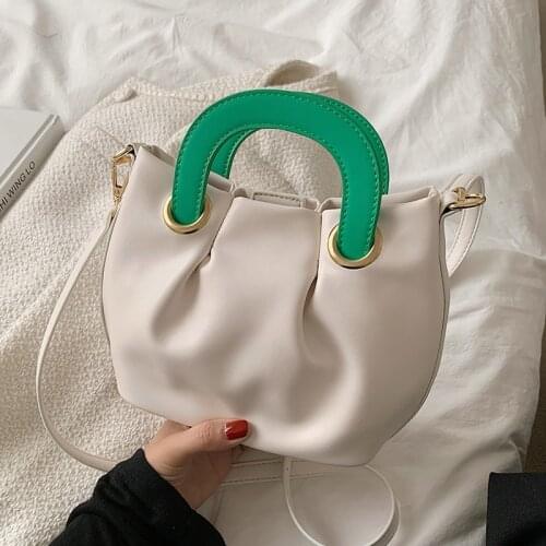 Color Contrast PU Leather Crossbody Bags with Short Handle for Women 2021 Travel Handbag and Purses Fashion Small Shoulder Totes