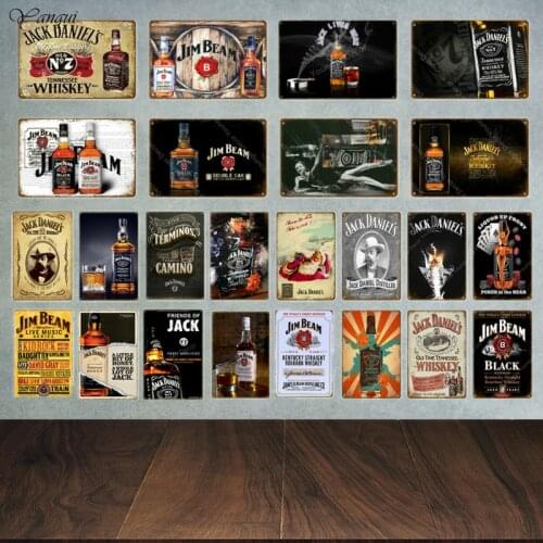 Black Beer Jennessee Whiskey Metal Poster Tin Signs Vintage Wall Sticker For Bar Pub Club Man Cave Decorative Plates YA028