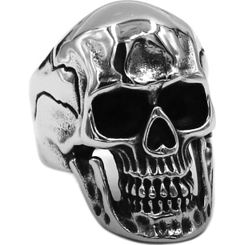 Punk Skull Ring Stainless Steel Jewelry Cool Ghoste Skull Motor Biker Mens Boys Ring Wholesale SWR0968