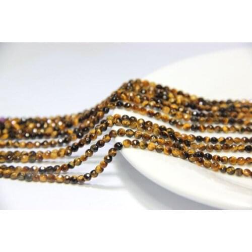 Lot of 5strings Yellow Tiger eye beads Faceted 2mm 3mm Tiny Tiger Eye Beads Small Yellow Brown stone Beads,15.5"/string
