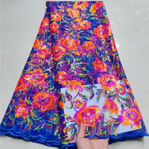 Nigerian Laces Fabrics Bridal French Net Lace Fabric African Tulle Lace Fabric With Sequins 5 Yards/piece For Wedding YYN147