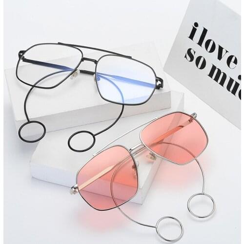 Veshion flat Glasses frames retro Harajuku fashion wild big frame earrings flat mirror explosion models decorative glasses