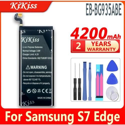 Original KiKiss Battery For Samsung GALAXY S7 Edge G9350 G935FD SM-G935F Mobile Phone Replacement Battery 4200mAh EB-BG935ABE