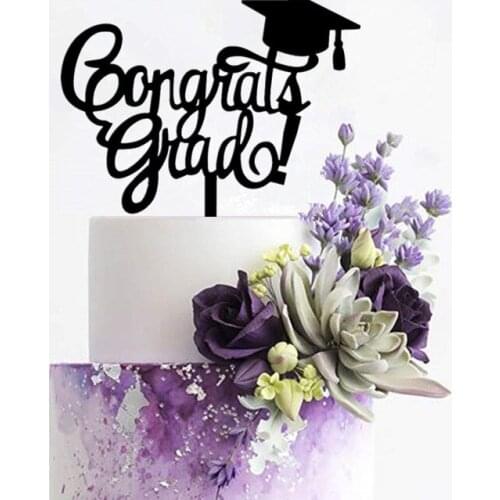 Congrats Grad Cake Topper - Class of 2019 Graduate Party Decorations Supplies - High School Graduation, College Graduate Topper