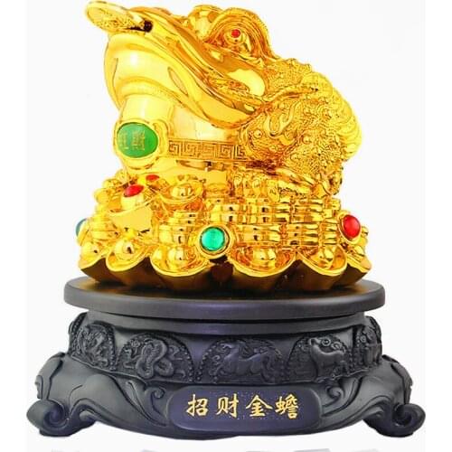 Gold-plated Process Feng Shui Three Legged Money Frog Fortune Lucky Toad with Chinese Coin Resin Craft Color Home Decor