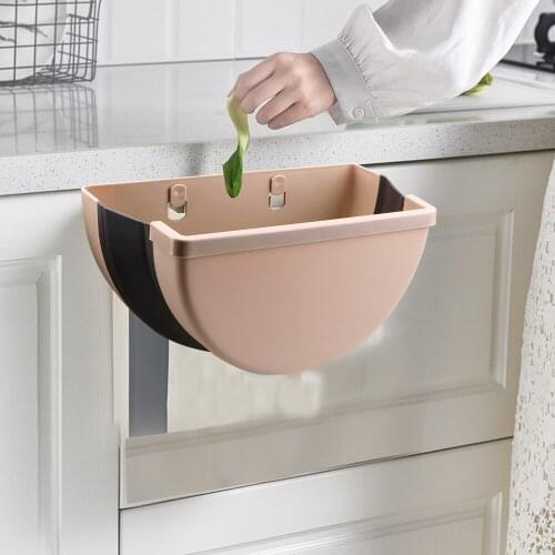 Folding Waste Bin Car Bathroom Garbage Storage Trashcan Kitchen Cabinet Door Hanging Trash Can Wall Mounted