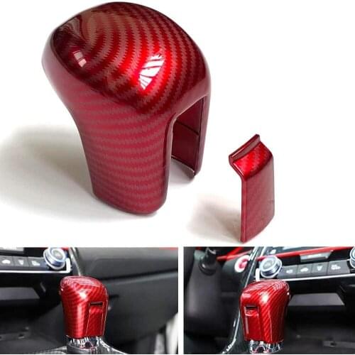 Carbon Fiber Style Interior Gear Shift Knob Protector Cover Trim Sticker for Honda Civic 2016 2017 2018 2019 2020 2021 10th gen