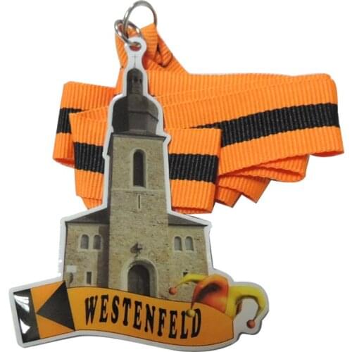 Factory Price New Design medals with ribbons Cheaper Tower Printed Medal cheap custom print own LOGO medals