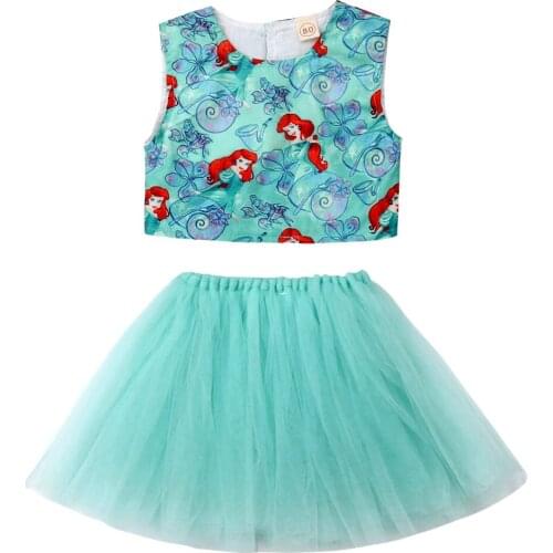 Toddler Kid Baby Girl Mermaid Vest Tops Tulle Tutu Skirt 2pcs Outfit Sunsuit Size 1-4Y