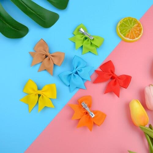 1Piece 2.6inches Solid Color Baby Bowknot Hair Clips Safety Hairpins Boutique Barrettes For Girls Headwear Kids Hair Accessories