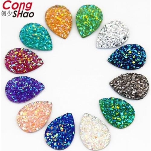 100pcs10*14mm Bling AB Colors Convex Mineral Surface Crystal Resin Rhinestone Flatback Cabochon Stone Wedding Decoration WC25