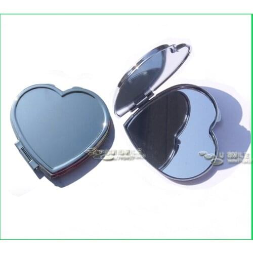 100X SILVER POCKET MIRRORS HEART SHAPED LASER ENGRAVED PERSONALIZED