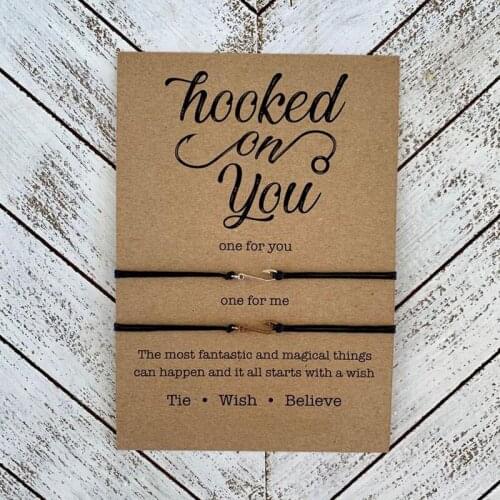 2pcs/Set Hook Charm Friendship Wish Bracelet Hooked on You Friendship Bracelet for Women Men Long Distance Relationships Gift