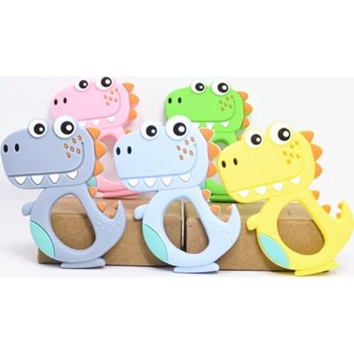 20 PCS Silicone Teether Food Grade Dinosaur Rattle Baby Teething Pendant DIY Pacifier Clips Accessories Baby Nursing Gifts