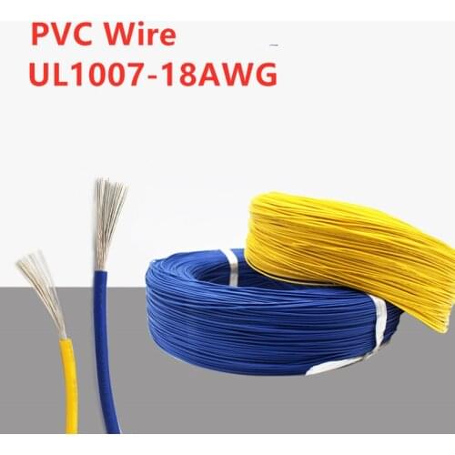 5meters 18AWG UL1007 PVC Wire OD 2mm Insulated Tinned Copper Electron Conductor Cable Lamp Environmental DIY Line 300V