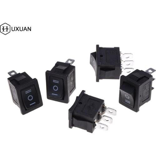 5PCS/lot SPDT On/Off/On Mini Black 3 Pin Boat Rocker Switch AC 6A/250V 10A/125V