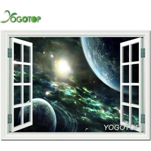 5d DIY Diamond Painting square round Mosaic Cross Stitch Window frame style Space Planets Stars Rocket Diamond Embroidery YY1624