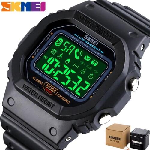 SKMEI Top Brand Sport Watch Black Military Quality Military Quality A Plastic Bluetooth Wristwatch Waterproof Date Reloj Mujer