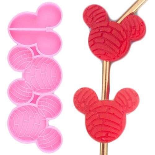 Disney Swirl Mickey Head Straw Topper Silicone Mold DIY Keychain Epoxy Resin Mould Chocolate Fondant Cake Decorating Tools
