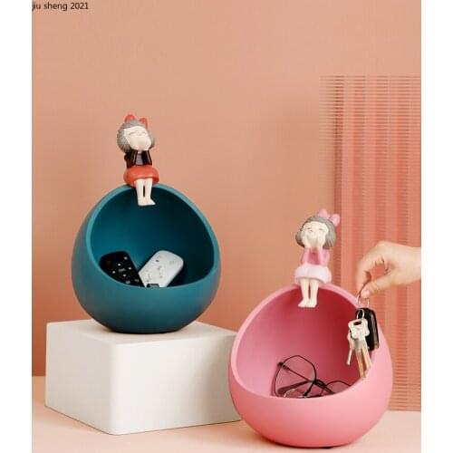 European Resin Girl Storage Box Key Fruit Snack Storage Tray Creative Girl Room Decoration Cosmetics Jewelry Box Home Decor Gift