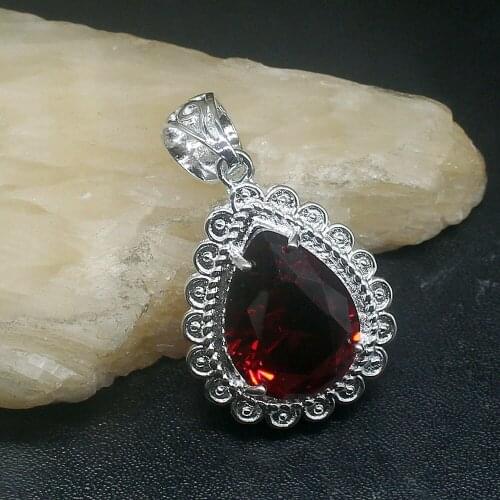 Gemstonefactory Jewelry Big Promotion 925 Silver Red Garnet Excellent Women Ladies Mom Gifts Necklace Pendant 20213659