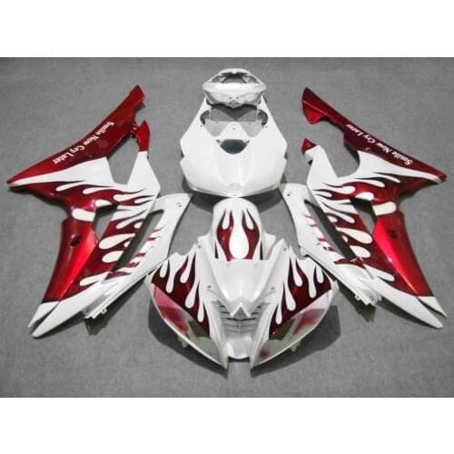 Injection mold Fairing kit for YAMAHA YZFR6 08 09 10 12 15 YZF R6 2008 2012 2015 ABS Red flames white Fairings set+7gifts YD18