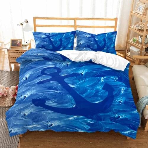 Anchor Bedding Set Oil Painting Ocean Duvet Cover Sets Comforter Bed Linen Twin Queen King Single Size Dropshipping