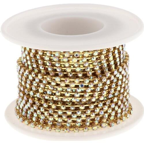 Crystal AB Rhinestone Cup Close Chain Sewing Trim 10 Yards SS12/3mm