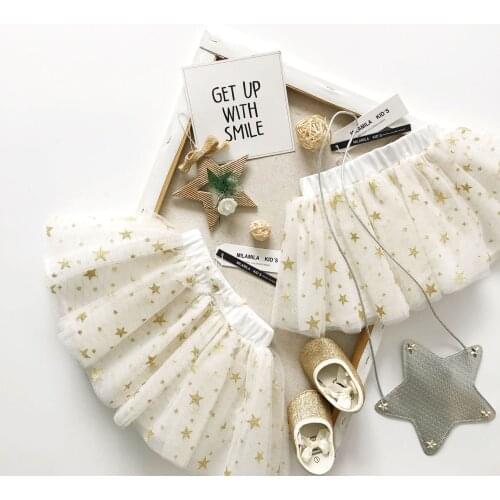 Tonytaobaby Summer New Mesh Star Skirt Girls Mesh Skirt