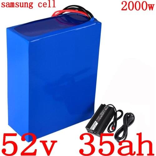 52V 1000W 1500W 2000W ebike battery 52V 35AH electric bicycle battery 52V 35AH Lithium battery use samsung cell with 5A charger