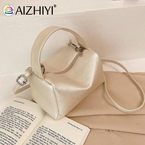 Fashion Women PU Leather Pure Color Lychee PatternCrossbody Shoulder Messenger Bag Ladies Vintage Top-handle Small Handbags