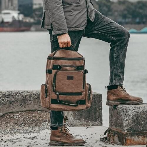 Men Canvas Backpack Travel Backpacks Vintage Business Laptop Bag Male School Backpacks Large Capacity Travel bag