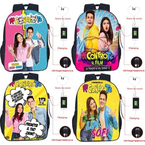 Funny Me Contro Te Printed Backpack USB Charging Laptop Knapsack Students School Bags for Women Men College School Bags Mochila