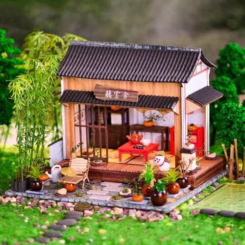 DIY Casa Wooden Doll House Kit Miniature with Furniture Chinese Cottage Villa Dollhouse Assembled Toys for Girls Xmas Gifts