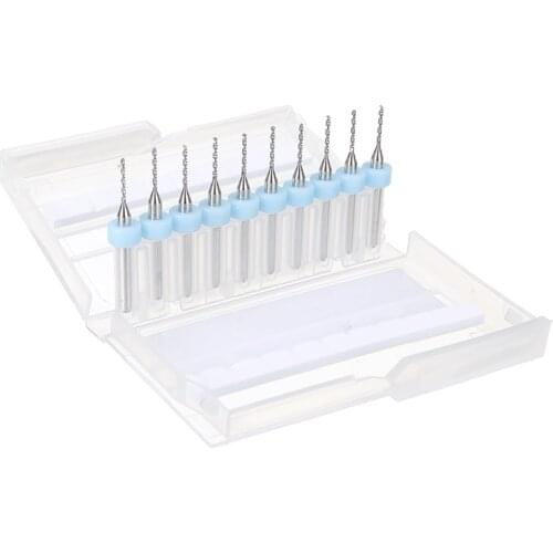 10pcs 1mm End Mill Set Carbide Blade CNC Engraving Cutter Bit 3.175mm Shank For Power Tools