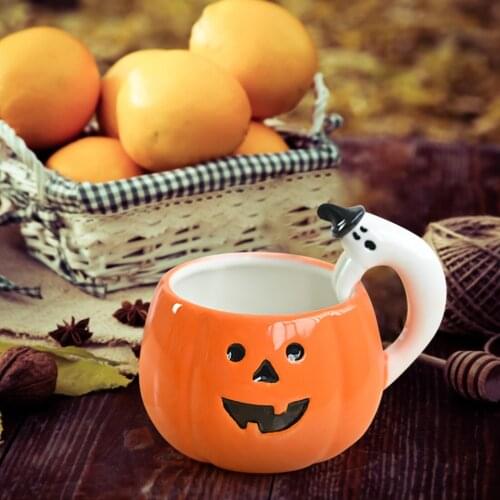 Creative 3D Pumpkin Cup Cartoon Ghost Water Cup Tea Milk Breakfast Mug Yogurt Coffee Mug Unique Novelty Halloween Party Gift
