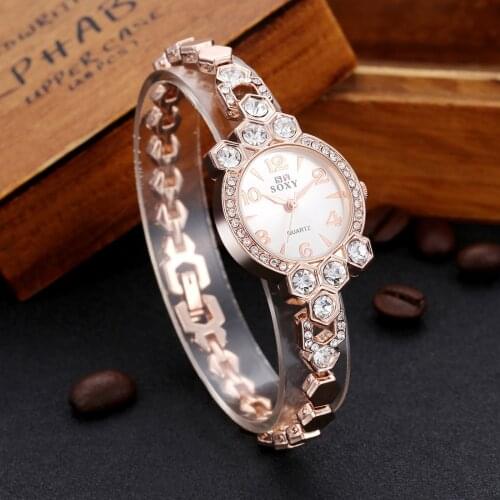 New Women Bracelet Watch SOXY Luxury Brand Rose Gold Watch Women Dress Quartz Watch Ladies Watches Lady Hour Clock Gift TME0021