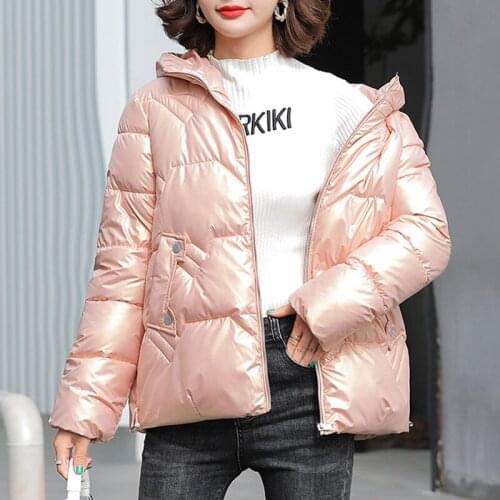 New winter womens jackets high quality short style loose cotton padded woman coats fashion Glossy Thick lady Parkas